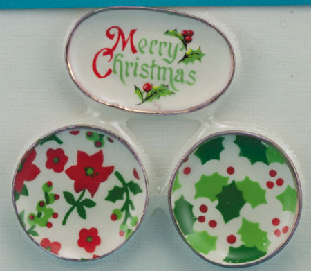 Dollhouse Miniature Christmas Dinnerware 3Pcs.